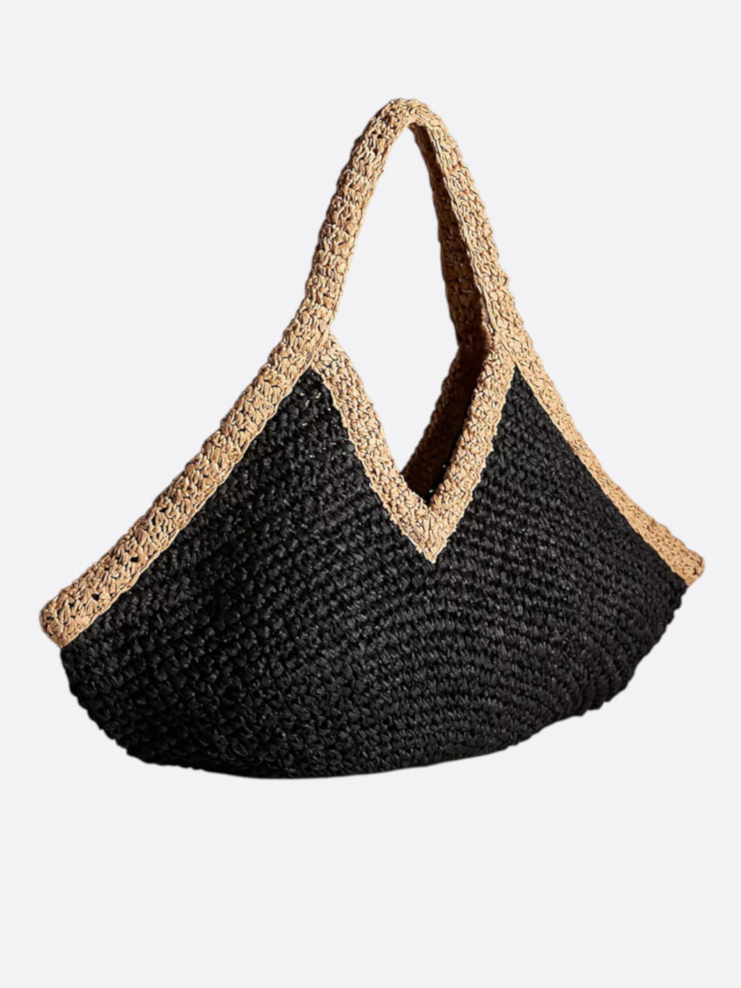 Bolso de paja negro y beige <br>Toscana