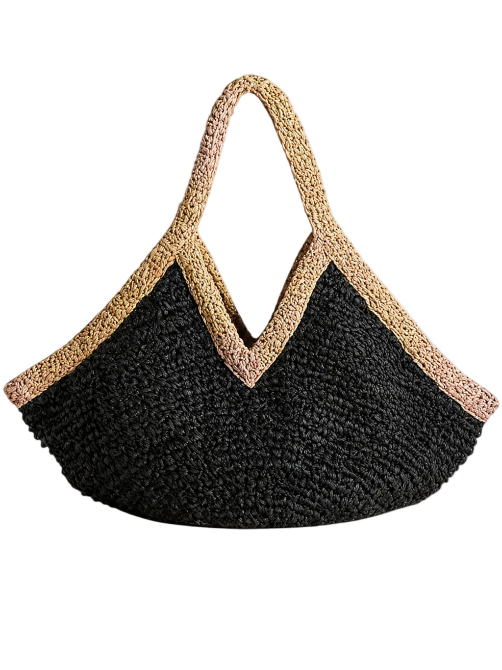 Bolso de paja negro y beige <br>Toscana