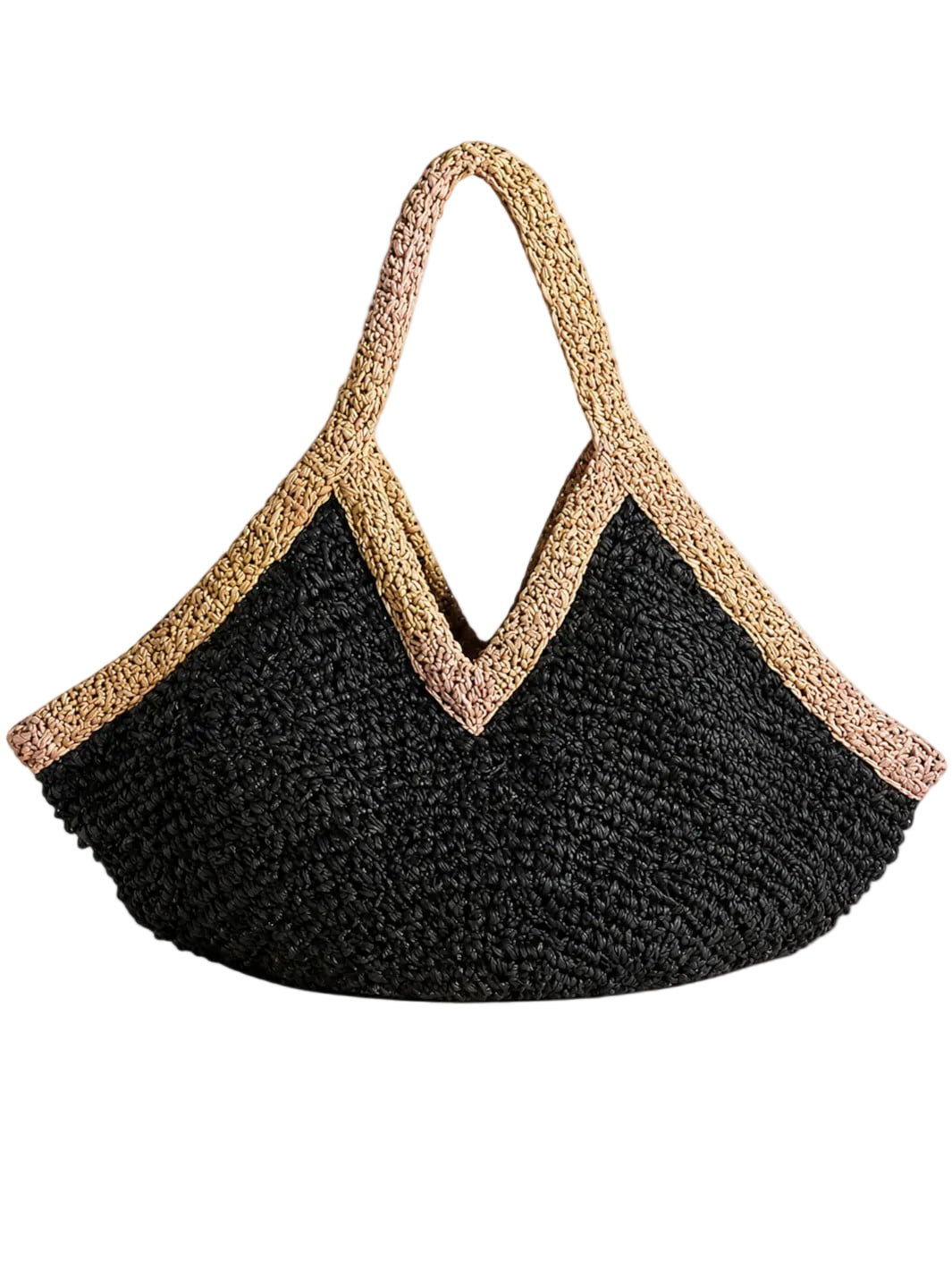 Bolso de paja negro y beige <br>Toscana